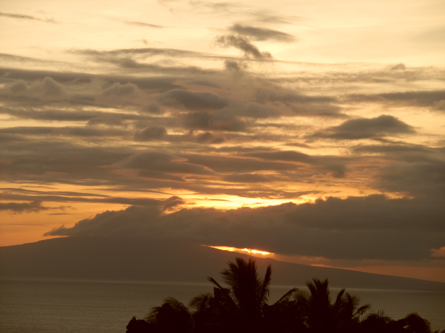 View towards Lanai at sunset.